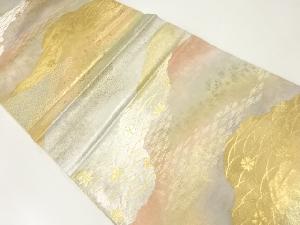 アンティーク　霞に花古典柄模様織出し袋帯（材料）